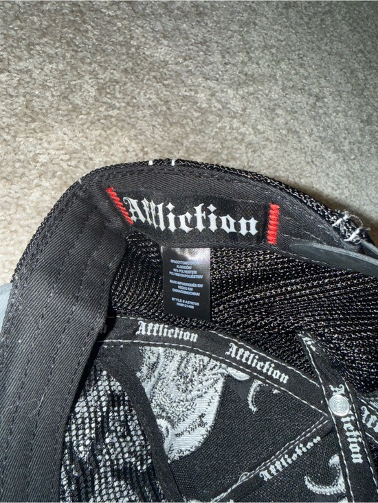 Affliction Black and Silver Rhinestone Embroidered Cross Hat